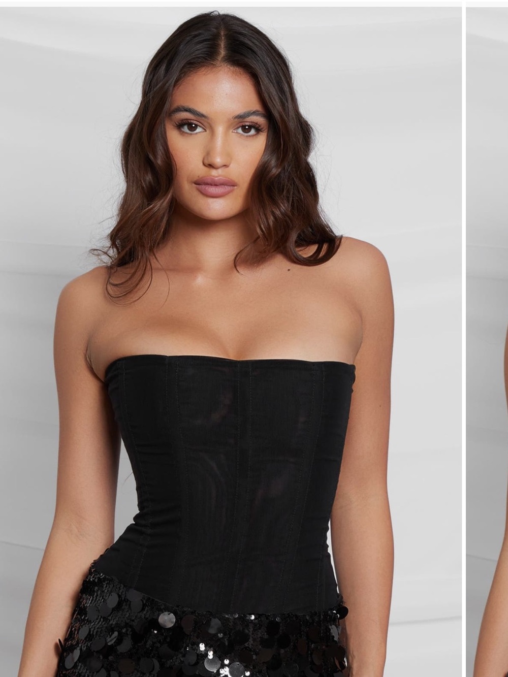 Leau Black Mesh Corset Shapewear Top - Sleek Contour